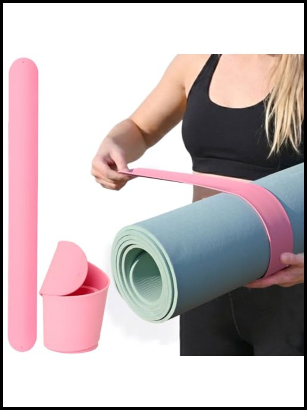 Silicone Yoga Mat Strap Slap Band One Snap Holder for Standard Mats